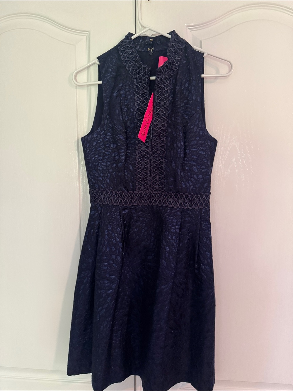 Lilly Pulitzer Navy Sleeveless Textured Fit & Flare Dress